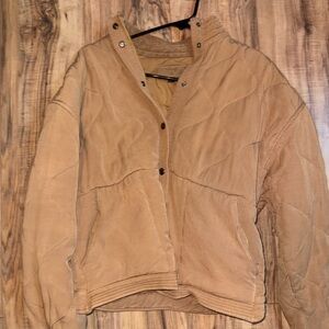 Women's Quilted Hooded Jacket - Tan